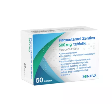Paracetamol Zentiva 500 mg 50 tabletek tabletki przeciwbólowe ZENTIVA K.S.