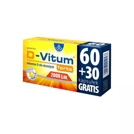 D-Vitum Forte 2000 j.m. 90 kapsułek (60+30) witamina D OLEOFARM SP. Z O.O.