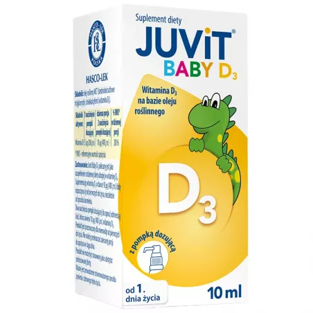 Juvit Baby D3 x 10 ml preparaty na odporność dla dzieci PRZEDSIĘBIORSTWO PRODUKCJI FARMACEUTYCZNEJ HASCO-LEK S.A.