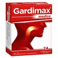Gardimax Medica tabletki do ssania bez cukru x 24 tabletek leki na ból gardła i chrypkę TACTICA PHARMACEUTICALS SP. Z O.O.