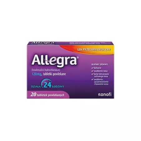 Allegra 120 mg x 20 tabletek tabletki na alergię SANOFI AVENTIS SP. Z O.O.