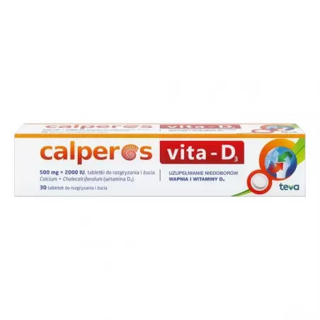 Calperos VITA-D3 do rozgryzania i żucia x 30 tabletki osteoporoza TEVA PHARMACEUTICALS POLSKA SP. Z O. O.