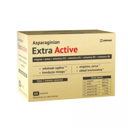 Asparaginian Extra Active 60 tabletek magnez UNIPHAR SP Z O.O.