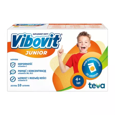 Vibovit Junior smak pomarańczowy x 30 saszetek witaminy dla dzieci TEVA PHARMACEUTICALS POLSKA SP. Z O. O.