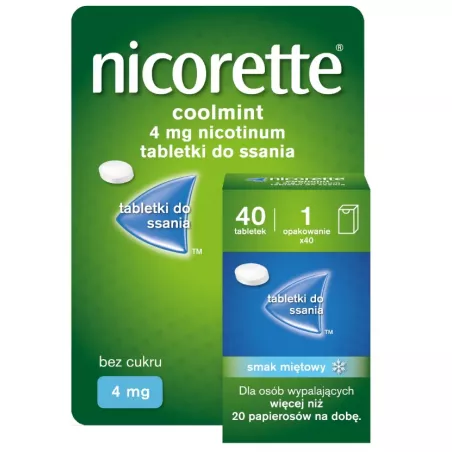 Nicorette coolmint tabletki do ssania 4mg x 40 tabletek leki na rzucenie palenia MCNEIL HEALTHCARE (IRELAND) LIMITED