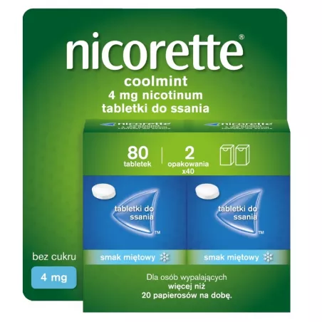 Nicorette coolmint tabletek do ssania 4mg x 80 tabletek leki na rzucenie palenia MCNEIL HEALTHCARE (IRELAND) LIMITED