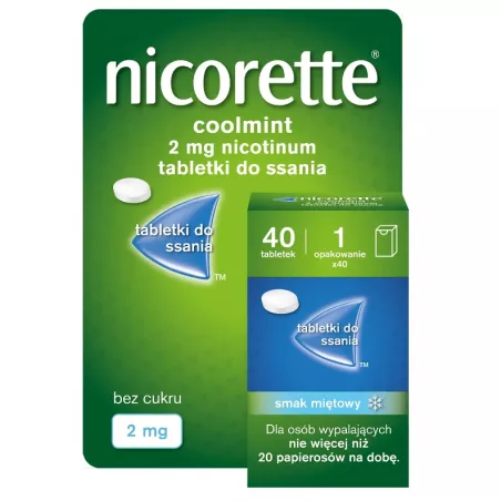 Nicorette coolmint tabletki do ssania 2mg x 40 tabletek leki na rzucenie palenia MCNEIL HEALTHCARE (IRELAND) LIMITED