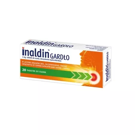 Inaldin Gardło tabletki do ssania 3mg x 20 tabletek leki na ból gardła i chrypkę BAUSCH HEALTH IRELAND LTD.