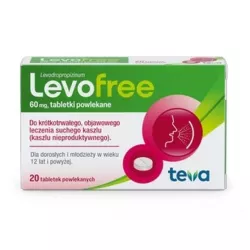 Levofree tabletki powlekane 60 mg x 20 tabletek leki na kaszel TEVA PHARMACEUTICALS POLSKA SP. Z O. O.