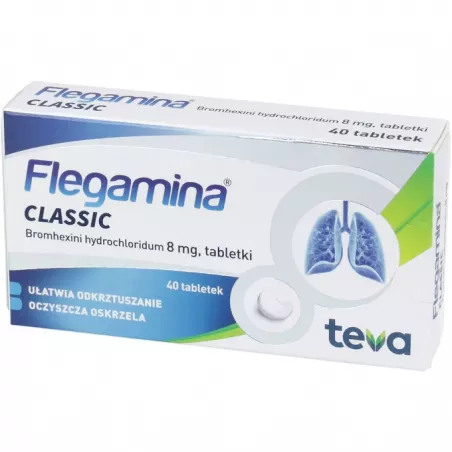 Flegamina tabletki 8mg x 40 tabletek leki na kaszel TEVA PHARMACEUTICALS POLSKA SP. Z O. O.