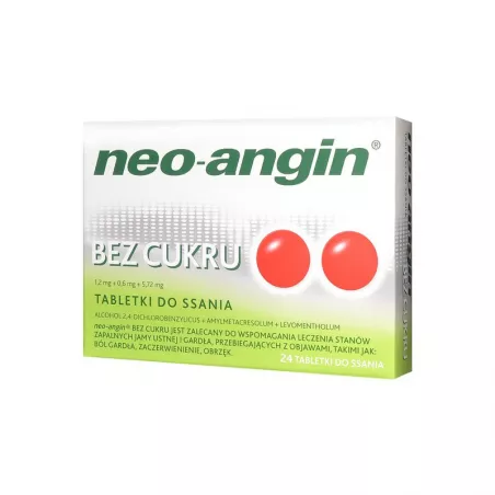 Neo - angin bez cukru tabletki do ssania x 24 tabletek preparaty lecznicze bez cukru M.C.M. KLOSTERFRAU HEALTHCARE SP. Z O.O.