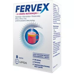 Fervex o smaku malinowym x 8 saszetek leki na gorączkę UPSA SAS