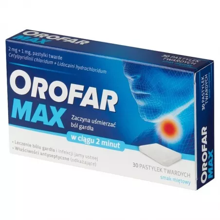 Orofar max pastylki do ssania 2mg+1mg x 30 sztuk gardło GLAXOSMITHKLINE CONSUMER HEALTHCARE SP. Z O.O.