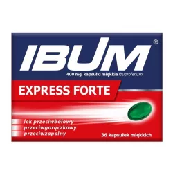 Ibum Express Forte 400 mg x 36 kapsułek miękkich tabletki przeciwbólowe PRZEDSIĘBIORSTWO PRODUKCJI FARMACEUTYCZNEJ HASCO-LEK ...