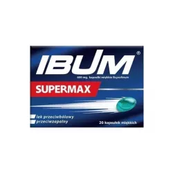 Ibum Supermax 600mg x 20 kapsułek miękkich tabletki przeciwbólowe PRZEDSIĘBIORSTWO PRODUKCJI FARMACEUTYCZNEJ HASCO-LEK S.A.
