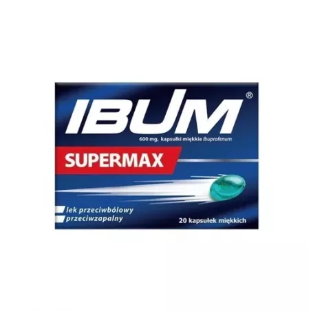 Ibum Supermax 600mg x 20 kapsułek miękkich tabletki przeciwbólowe PRZEDSIĘBIORSTWO PRODUKCJI FARMACEUTYCZNEJ HASCO-LEK S.A.