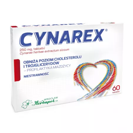 Cynarex 250mg x 60 tabletek niestrawność WROCŁAWSKIE ZAKŁADY ZIELARSKIE "HERBAPOL" S.A.