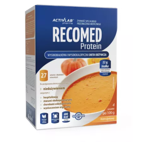 Recomed Protein krem dyniowy 4 saszetki ( data ważności 06.09.2025 ) żywienie medyczne UNIPRO SP. Z O.O.
