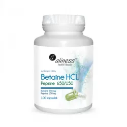 Aliness Betaina HCL Pepsine 650/150 x 100 kapsułek niestrawność Aliness