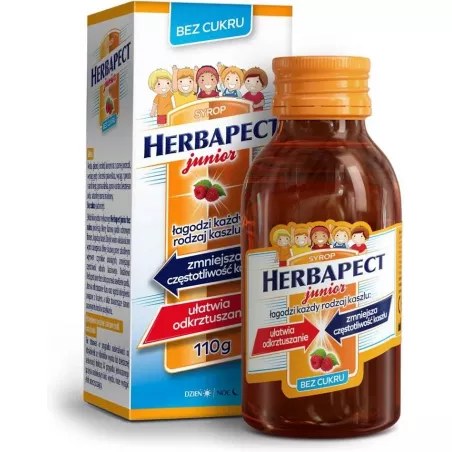 Herbapect Junior bez cukru syrop 110 g aflofarm AFLOFARM FARMACJA POLSKA SP. Z O.O.