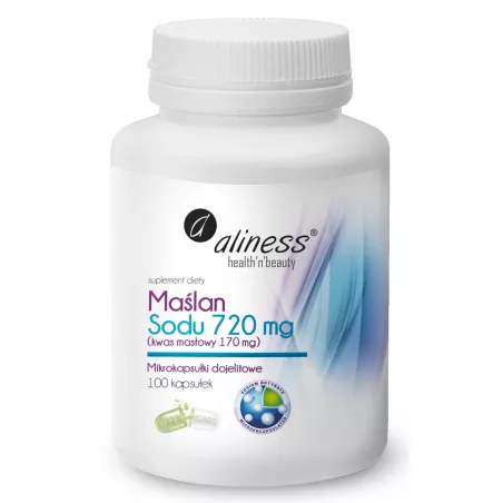 Aliness Maślan Sodu 720 mg 100 kapsułek preparaty na jelito drażliwe Aliness
