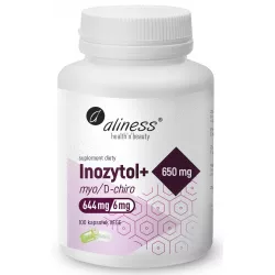Aliness Inozytol myo/D-chiro 650mg + B6 x 100 kapsułek Zdrowie Aliness