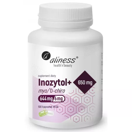 Aliness Inozytol myo/D-chiro 650mg + B6 x 100 kapsułek Zdrowie Aliness