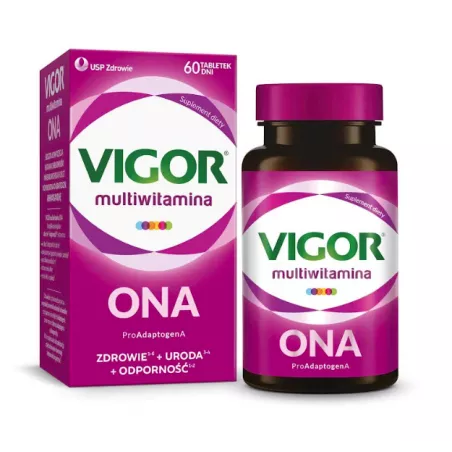 Vigor Multiwitamina ONA x 60 tabletek witaminy dla kobiet USP ZDROWIE SP. Z O.O Vigor Multiwitamina ONA x 60 tabletek witaminy dla kobiet USP ZDROWIE SP. Z O.O