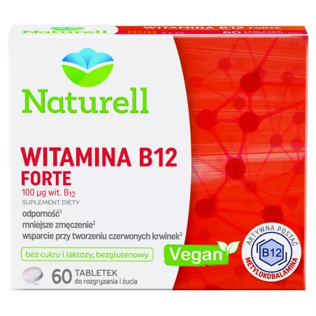 Naturell Witamina B12 Forte x 60 tabletek do rozgryzania i żucia witaminy z grupy B USP ZDROWIE SP. Z O.O