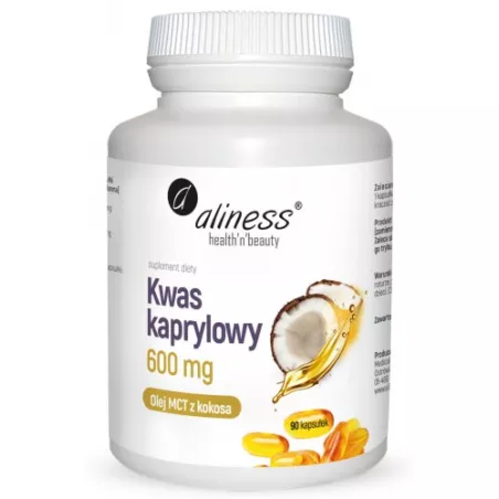 Aliness kwas kaprylowy 600mg x 90 kapsułek leki na pasożyty Aliness