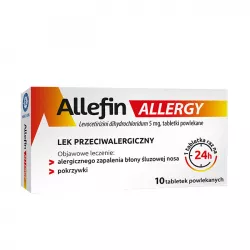 Allefin Allergy 5 mg x 10 tabletek tabletki na alergię PRZEDSIĘBIORSTWO PRODUKCJI FARMACEUTYCZNEJ HASCO-LEK S.A.