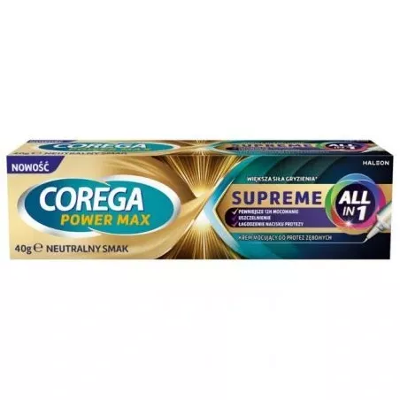 Corega Power Max Supreme All In 1 krem 40g kremy akcesoria do protez GSK SERVICES SP. Z O.O.