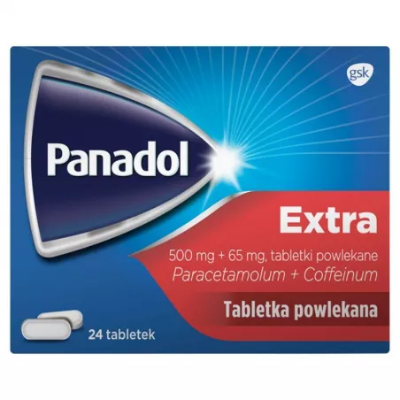 Panadol extra 500mg+65mg 24 tabletki powlekane tabletki przeciwbólowe GSK SERVICES SP. Z O.O.