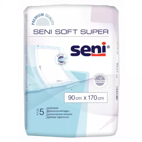 Seni Podkład Higieczniczny Soft Super 90x170cm x 5 szt podkłady higieniczne TORUŃSKIE ZAKŁ. MATERIAŁÓW OPATRUNKOWYCH S.A.