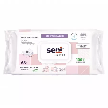 Seni Care Sensitive Chusteczki pielęgnacyjne x 68 sztuk Higiena Intymna TORUŃSKIE ZAKŁ. MATERIAŁÓW OPATRUNKOWYCH S.A.