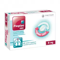 Flegtac Oro tabletki ulegające rozpadowi w jamie ustnej 8 mg x 20 tabletek leki na kaszel TACTICA PHARMACEUTICALS SP. Z O.O.