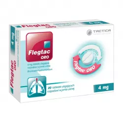 Flegtac Oro tabletki ulegające rozpadowi w jamie ustnej 4mg x 20 tbl (data ważności 2025-12-31) leki na kaszel TACTICA PHARMA...