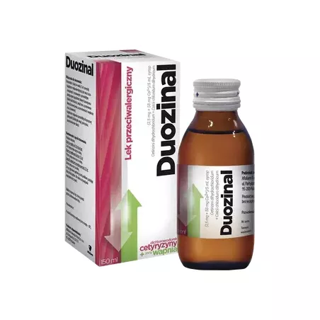 Duozinal syrop (2,5mg+58mg Ca2+)/5 x 150 ml syropy na alergię AFLOFARM FARMACJA POLSKA SP. Z O.O. Duozinal syrop (2,5mg+58mg Ca2+)/5 x 150 ml syropy na alergię AFLOFARM FARMACJA POLSKA SP. Z O.O.