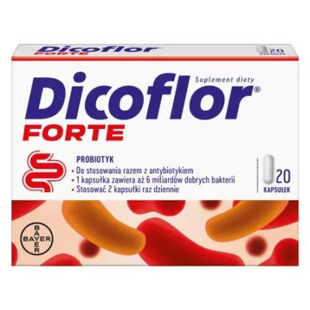 Dicoflor Forte x 20 kapsułek probiotyki na trawienie BAYER SP. Z O.O. Dicoflor Forte x 20 kapsułek probiotyki na trawienie BAYER SP. Z O.O.