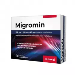 Migromin tbl-p 250mg+250mg+65mg x 20 tabletek migrena ZAKŁ. FARM. COLFARM S.A.