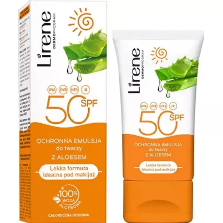 LIRENE SUN Emulsja do twarzy z aloesem SPF 50 x 50ml preparaty z filtrem UV LIRENE