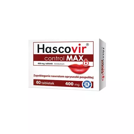 Hascovir Control tbl 400 mg MAX x 60 tbl opryszczka PRZEDSIĘBIORSTWO PRODUKCJI FARMACEUTYCZNEJ HASCO-LEK S.A.