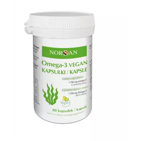 Norsan Omega-3 Vegan x 80 kapsułek algi i wodorosty Norsan