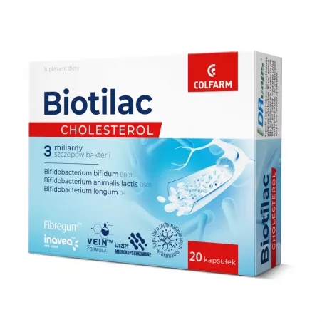 Biotilac Cholesterol x 20 kapsułek probiotyki na trawienie ZAKŁ. FARM. COLFARM Biotilac Cholesterol x 20 kapsułek probiotyki na trawienie ZAKŁ. FARM. COLFARM