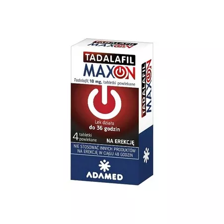 Tadalafil Maxon 10 mg x 4 tabletki powlekane Seks ADAMED PHARMA SPÓŁKA AKCYJNA