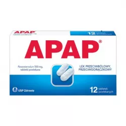 Apap tabletki powlekane 500mg x 12 tabletek tabletki przeciwbólowe US PHARMACIA SP. Z O.O.