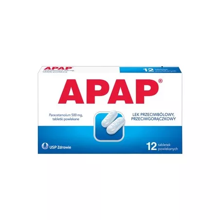 Apap tabletki powlekane 500mg x 12 tabletek tabletki przeciwbólowe US PHARMACIA SP. Z O.O.