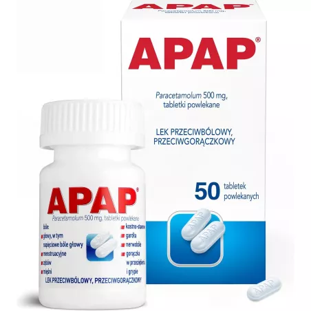 Apap tabletki powlekane 500mg x 50 tabletek tabletki przeciwbólowe US PHARMACIA SP. Z O.O. Apap tabletki powlekane 500mg x 50 tabletek tabletki przeciwbólowe US PHARMACIA SP. Z O.O.
