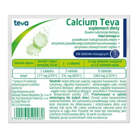 Calcium Pliva 177mgca x 14 tabletek wzmocnienie TEVA PHARMACEUTICALS POLSKA SP. Z O. O.