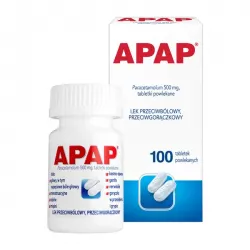 Apap tabletki powlekane 500mg x 100 tabletek tabletki przeciwbólowe US PHARMACIA SP. Z O.O.
